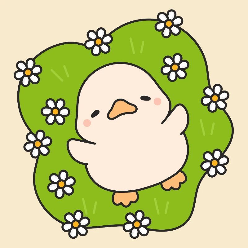 Poussin fleuri sur vert pastel