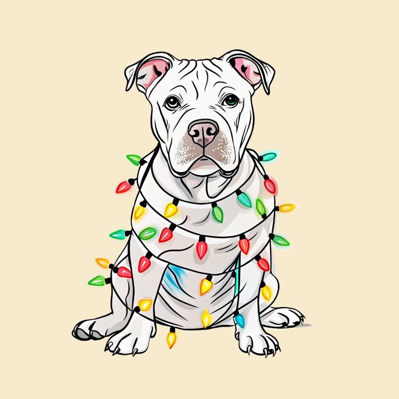 Lustiger Lichterhund mit Weihnachtskette Hund