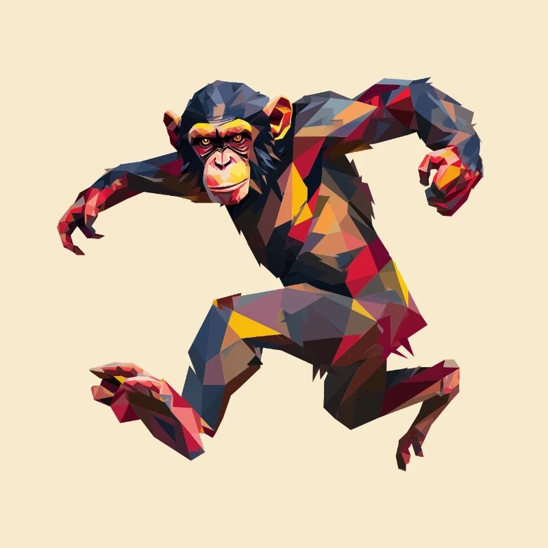 Conception de logo Low Poly Chimpanzee Sprint