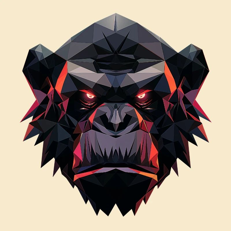 Gorille Prisme Tête Low Poly Art Design