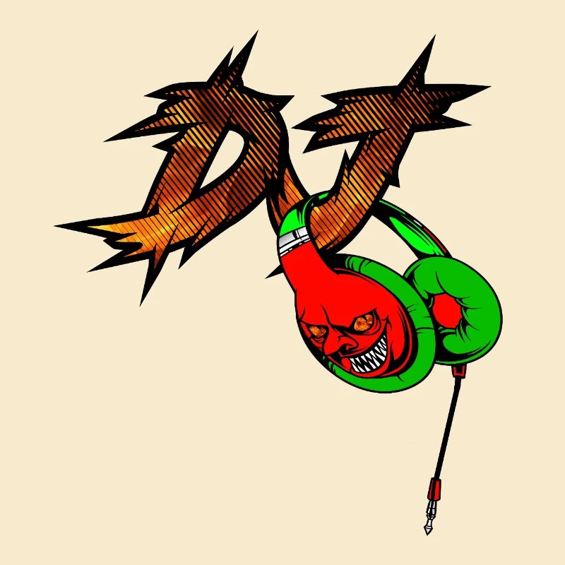 Neon Devil mit Kopfhörer DJ