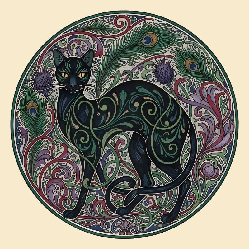 Interwoven Night Cat Ornamental Circle