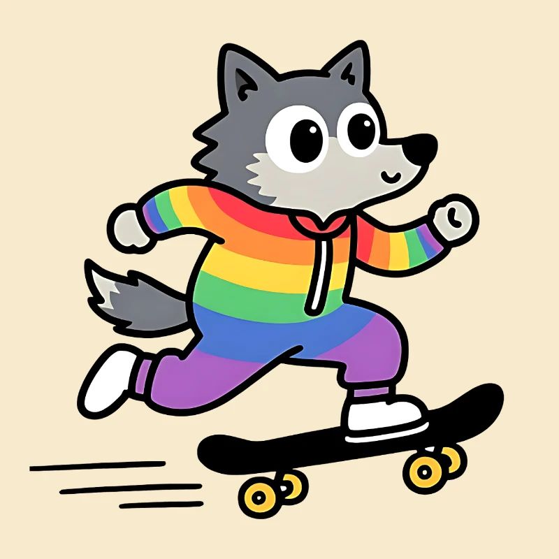 Rainbow Wolf Skate