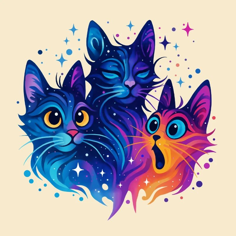 Neon Galaxy Cats Trio