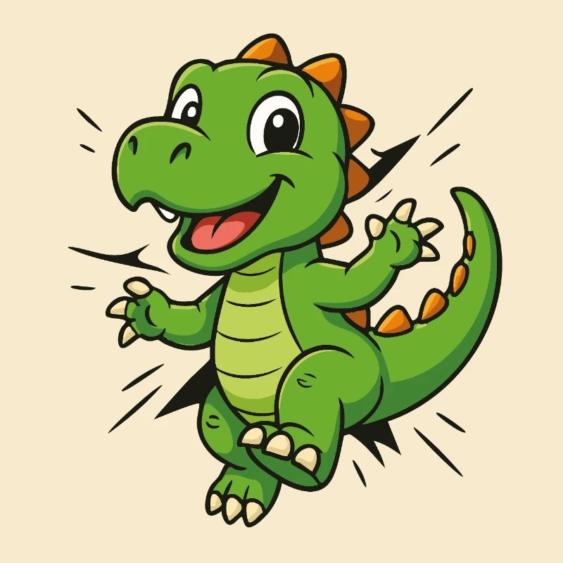 Süßer Comic Dino –  Kinder & Dinosaurier Fans
