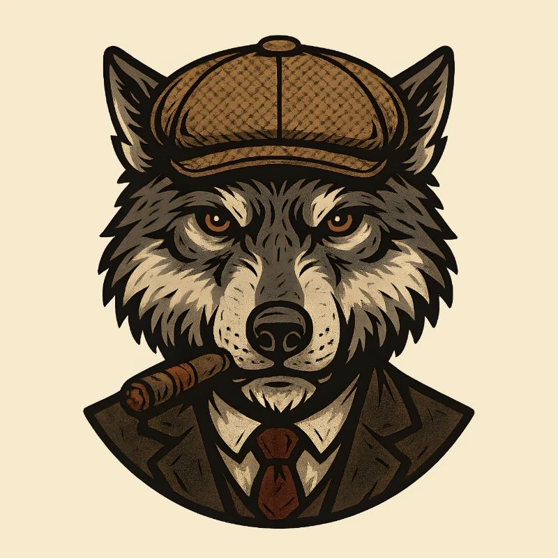 Wolf in beret and cigar