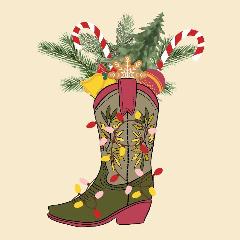 Bottes de cow-boy de Noël