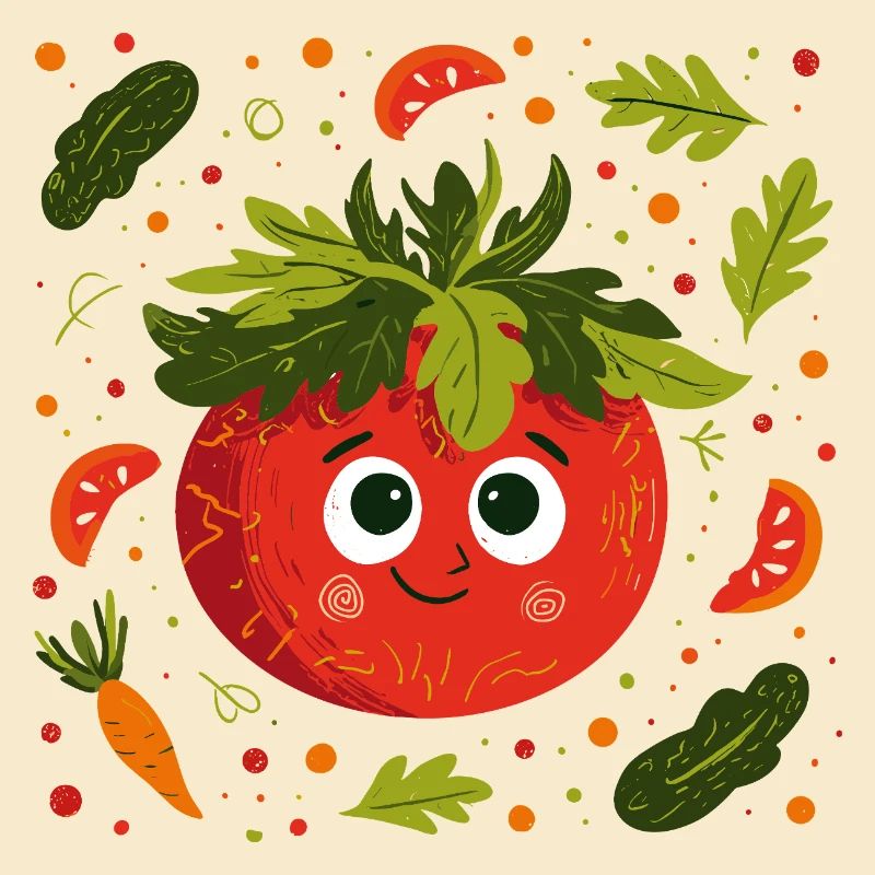 Cheerful tomato with herb crown