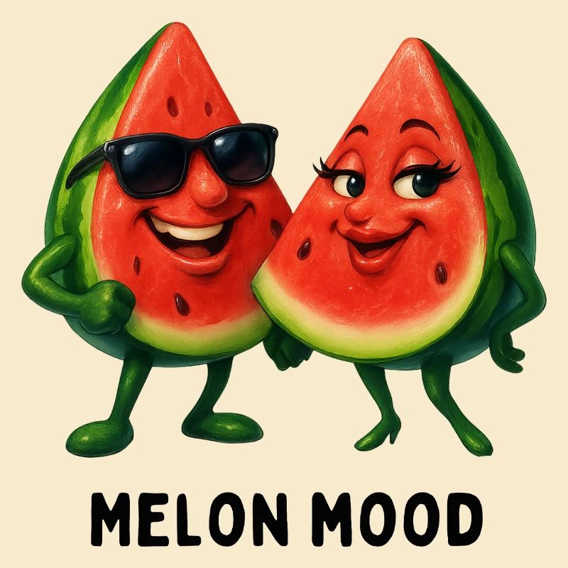 Humeur du melon : Duo pastèques heureux