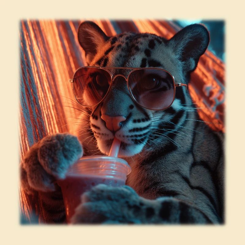 Chill Clouded Leopard Neon Hammock Design