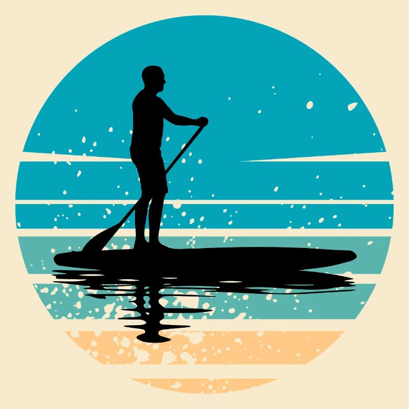 Paddleboard mit maritimer Atmosphäre im Retro-Stil