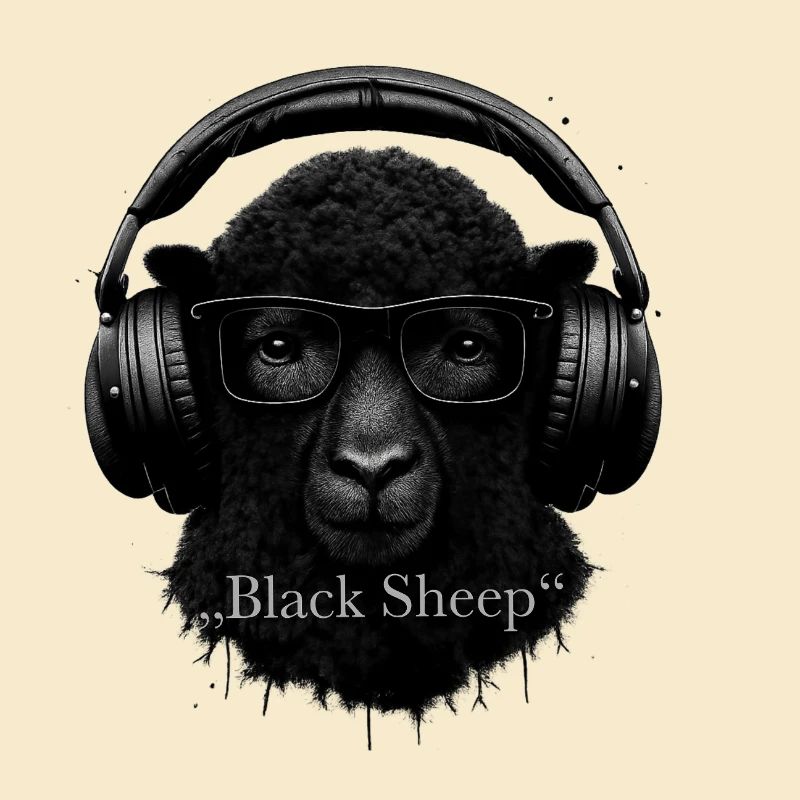 Black Sheep mit Kopfhörern
