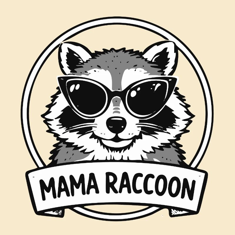 Mama Waschbär mit Sonnenbrillen Logo