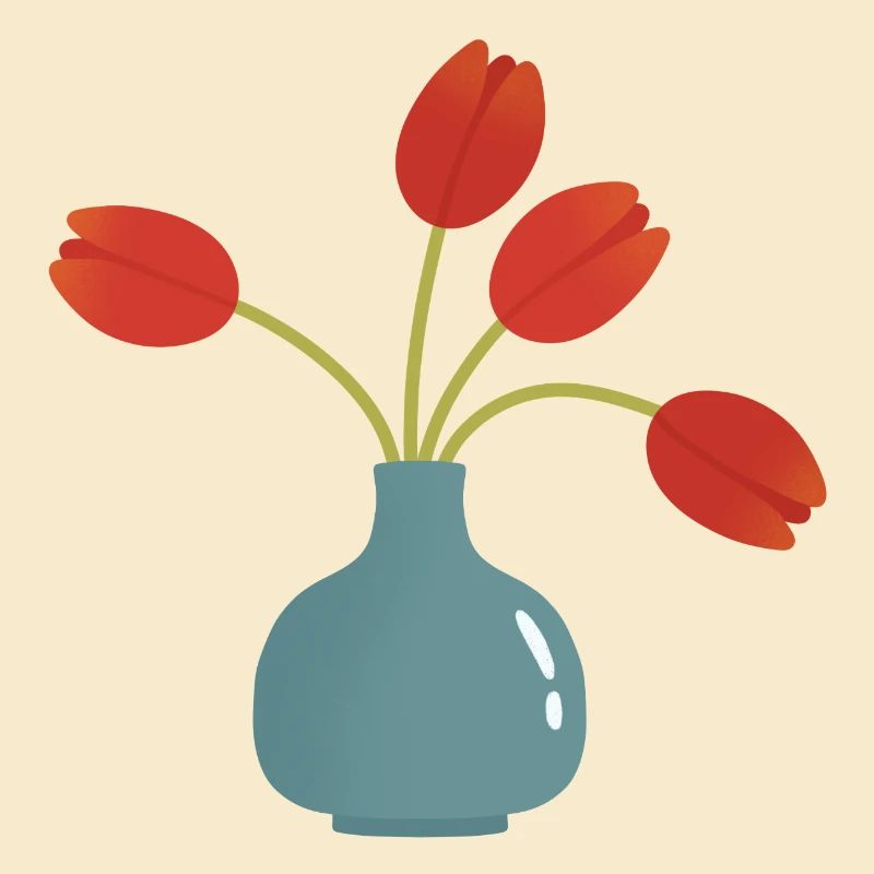 Éclatement de tulipe dans un vase turquoise