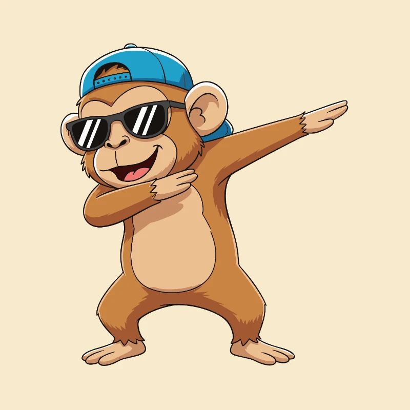 Cool Dabbing Monkey Sunglasses Cartoon-Kunst