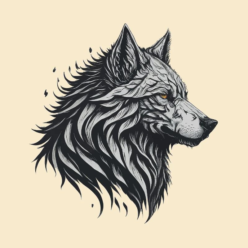Geometrischer Schwarzer Wolf