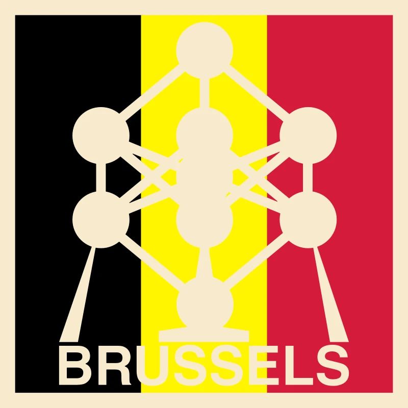 Brussels Atomium – Belgian Flag Square Icon