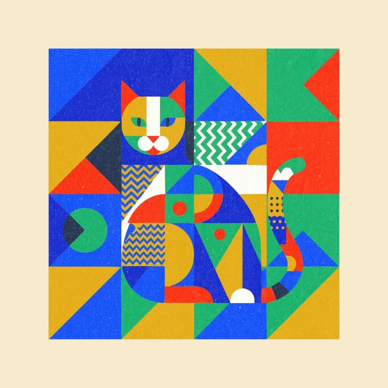 Geometric Cat Mosaic