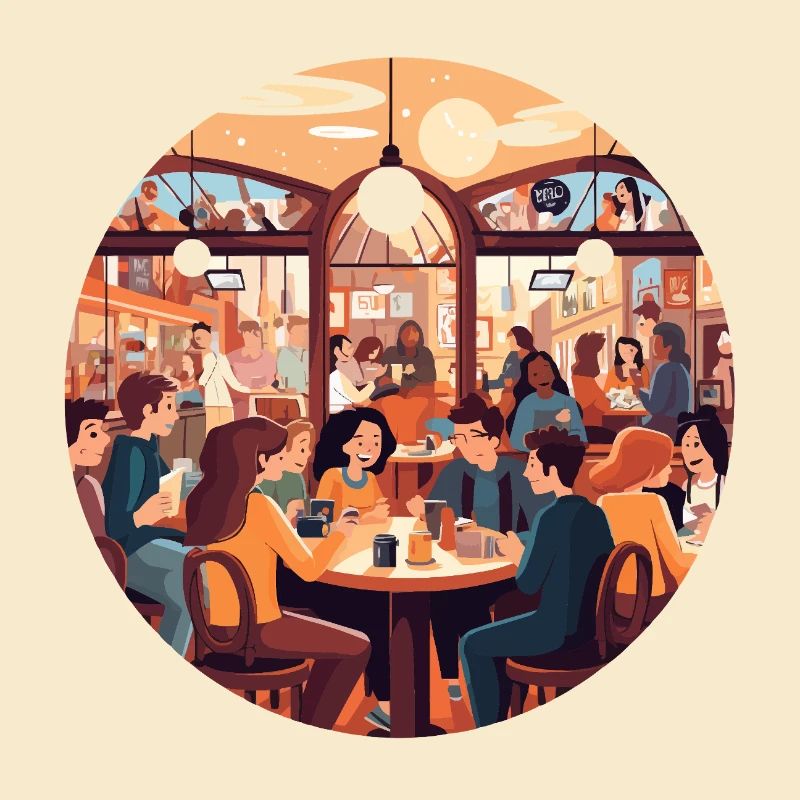 Cafe conversations in the evening light