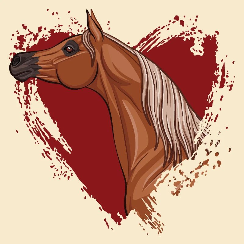 Der Kopf eines arabischen Pferdes und ein rotes Herz