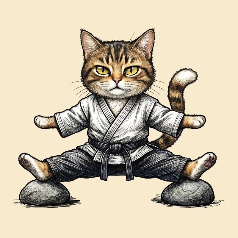 Karate-Aikido-Katze im Kimono