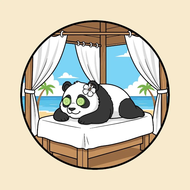Beach Spa Panda Bear Relaxing Art