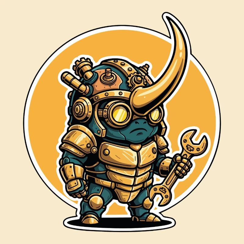 Scarab Rhinoceros Steampunk Engineer Key