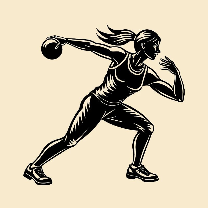 Fille lanceuse du poids pour l’athlétisme