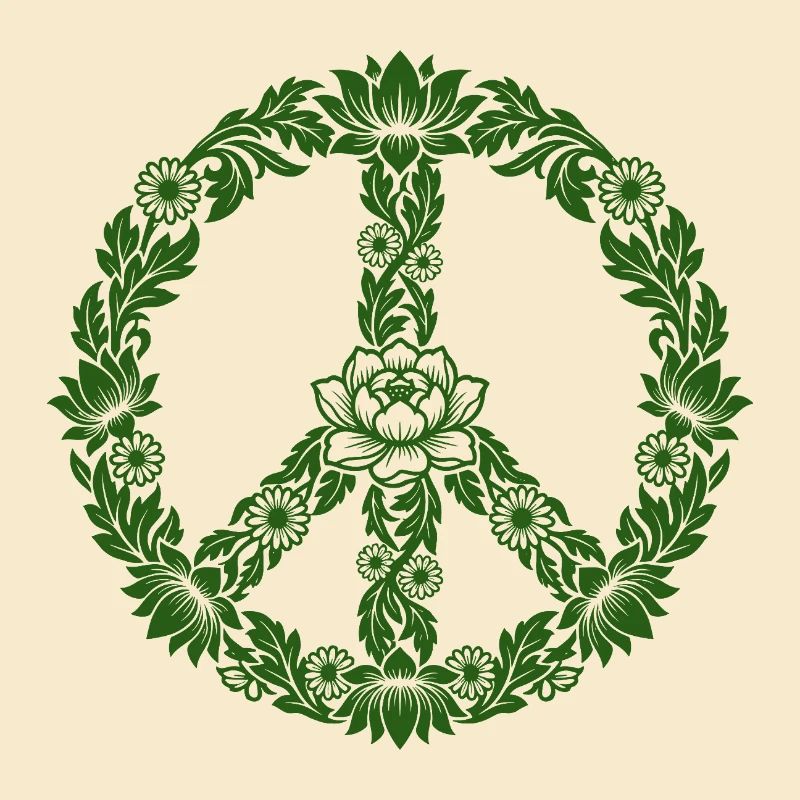 Peace Zeichen Blumen Floral Boho Style