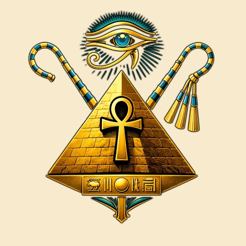 Pyramide Ankh et Œil d'Horus Doré