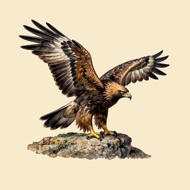 Aigle en vol sur roche escarpée