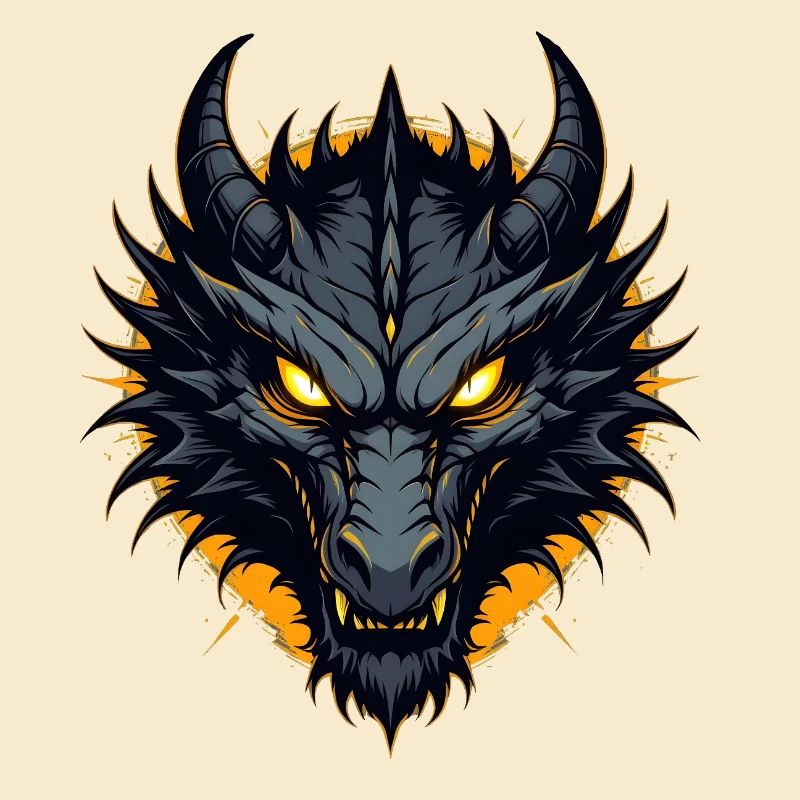 Schwarzer Drache Drachenkopf