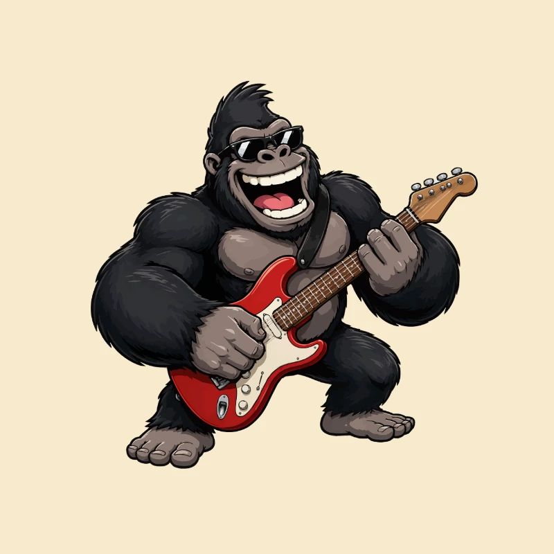 Gorilla mit Gitarre
