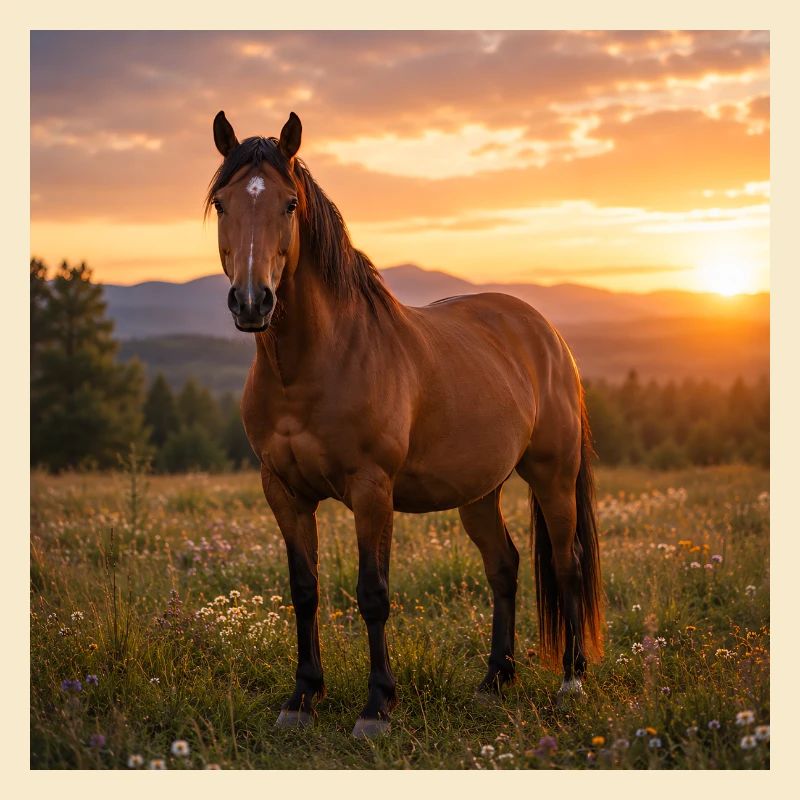 Cheval au coucher du soleil