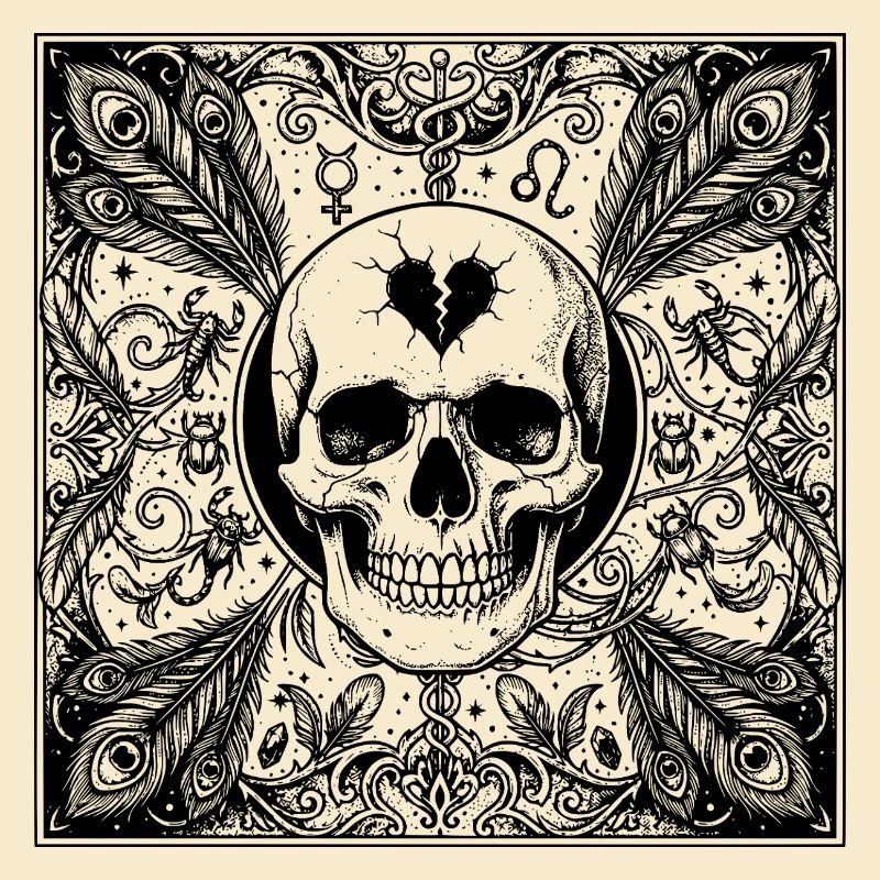 Gothic Scorpio Skull Occult Design