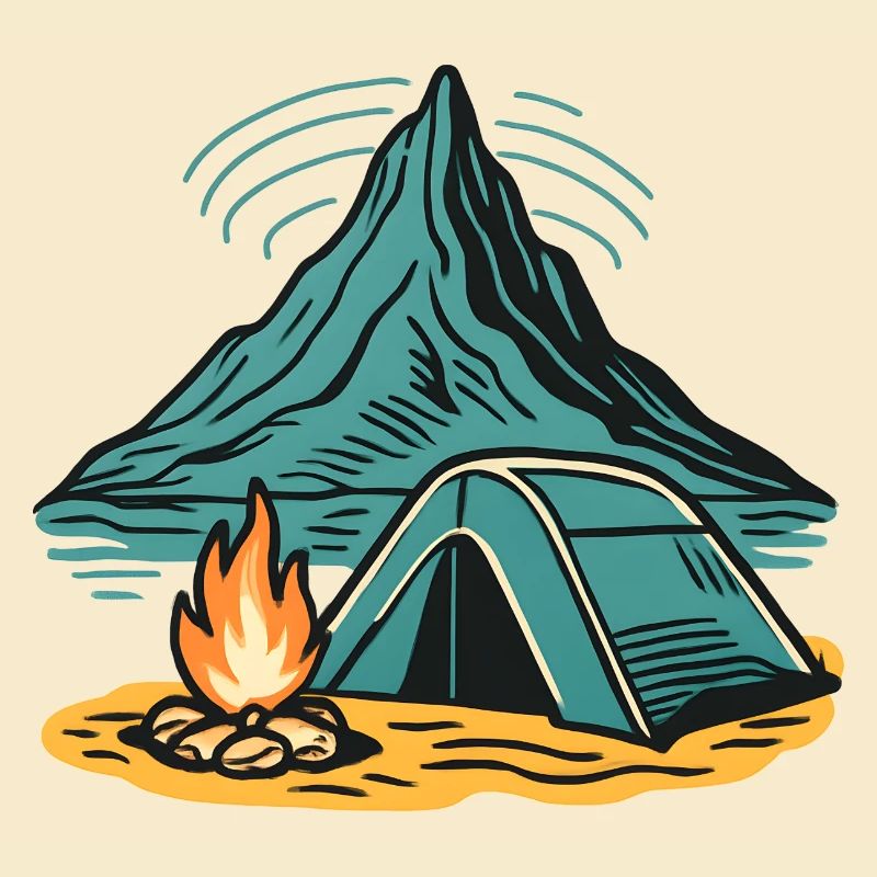 Mountain camping firelight