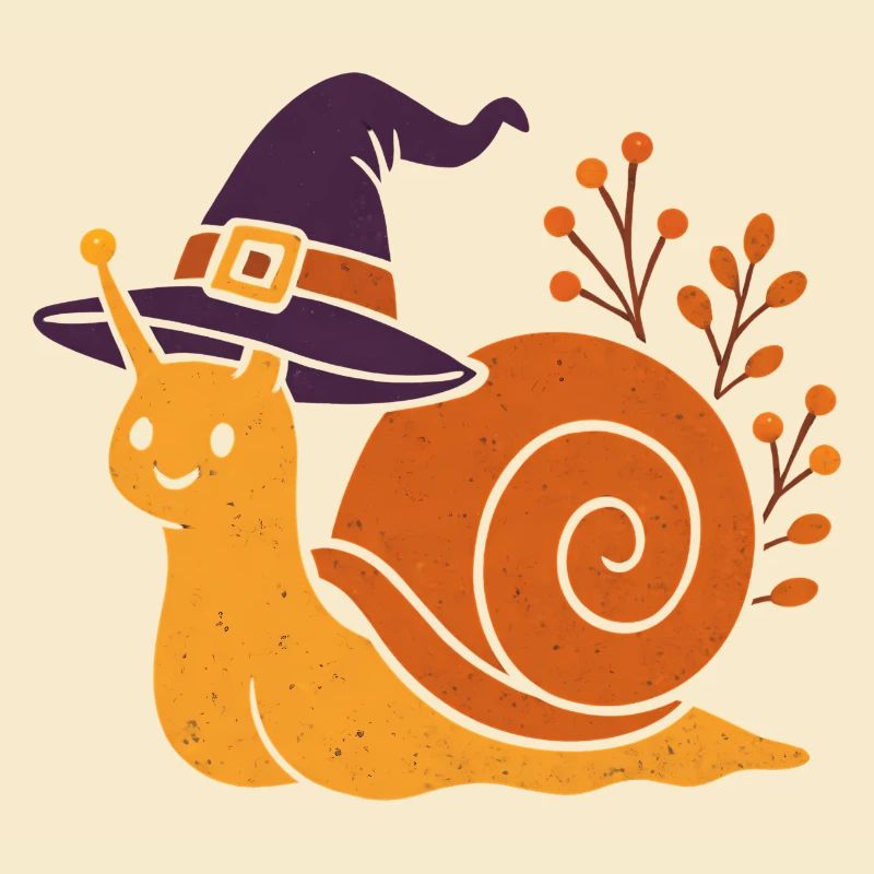 Cute Snail with Witch Hat