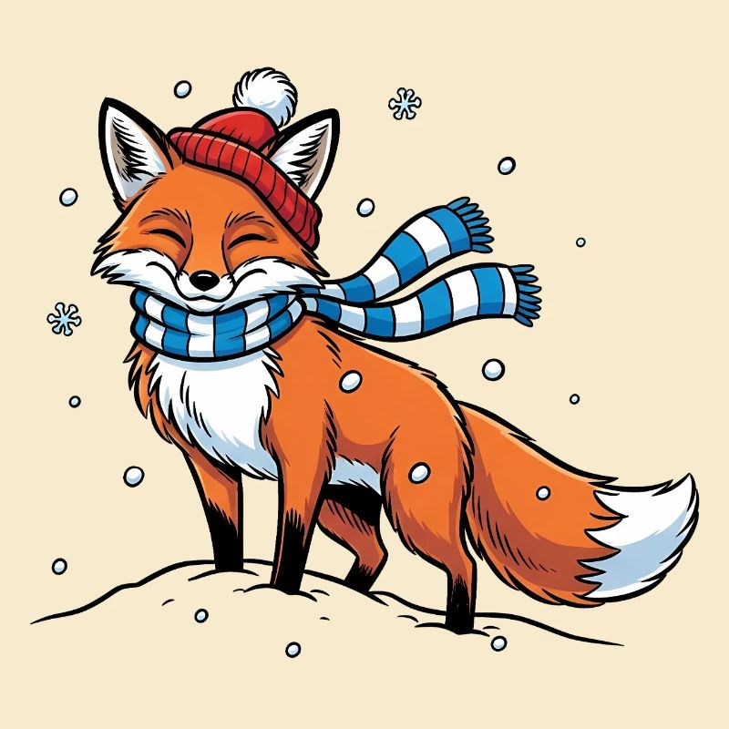 Renard d’hiver avec écharpe