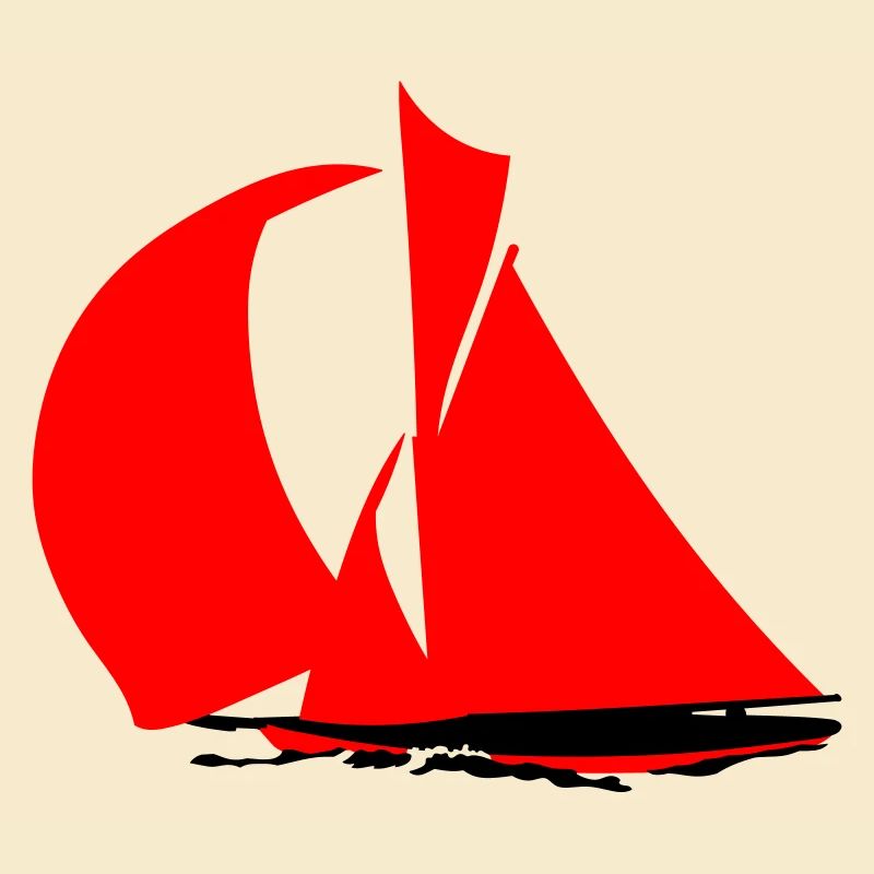 Rotes Segelboot Silhouette