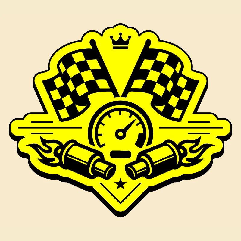 Drapeau de course, compteur de vitesse d'échappement