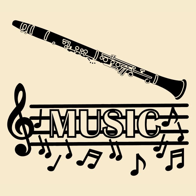 Clarinet wind instrument with musical tones underneath