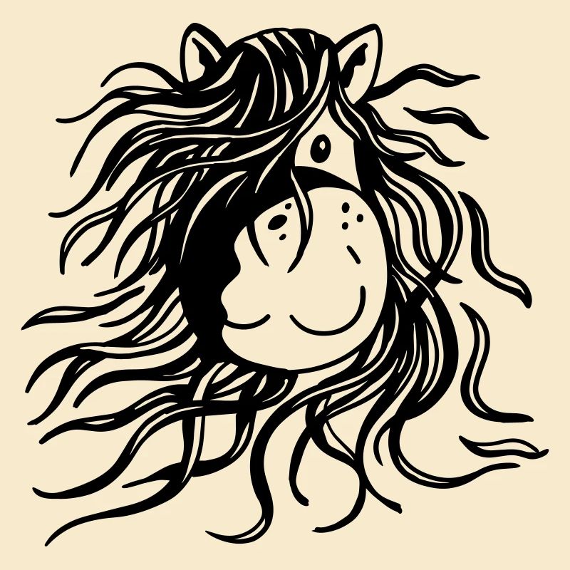 Pferd mit dicker Mähne - Pferde - Comic