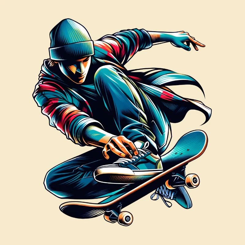 Lebendiges buntes Motiv eines Skaters
