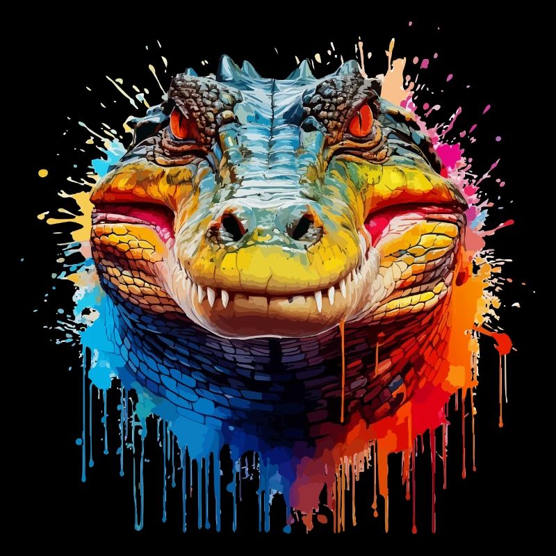 Bunter Krokodil Kopf Splash