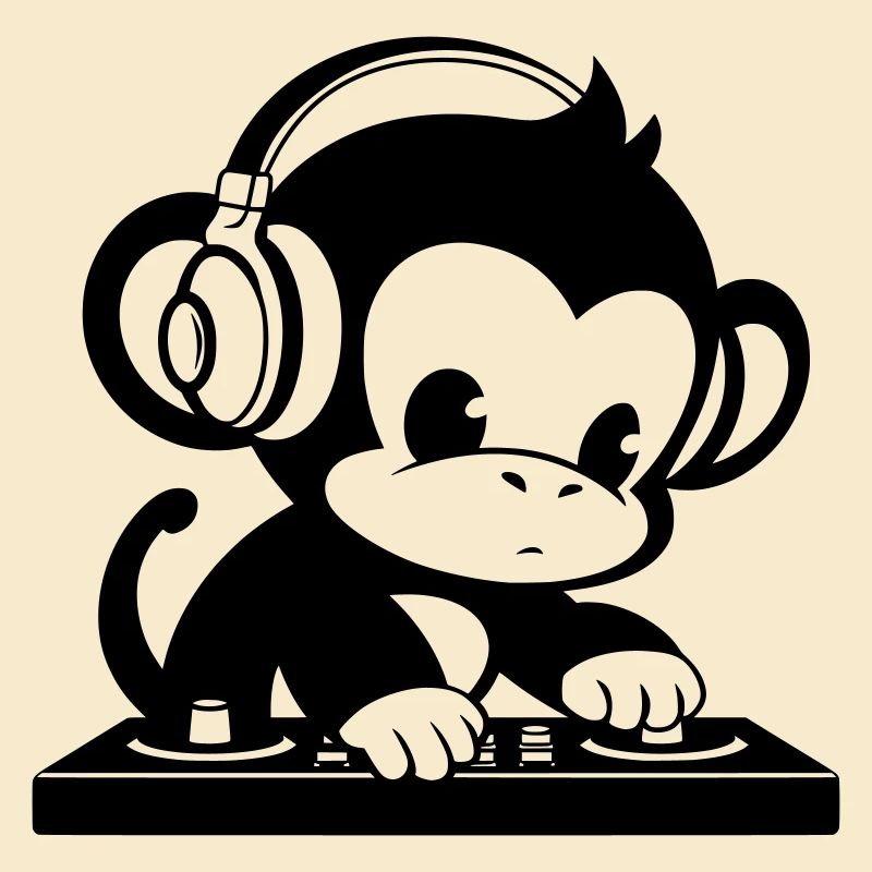 DJ monkey with headphones