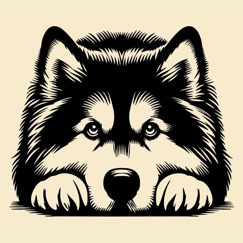 Alaskan Malamute Head with Paws