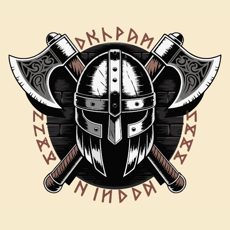 Viking Warrior Shield and Axe Emblem