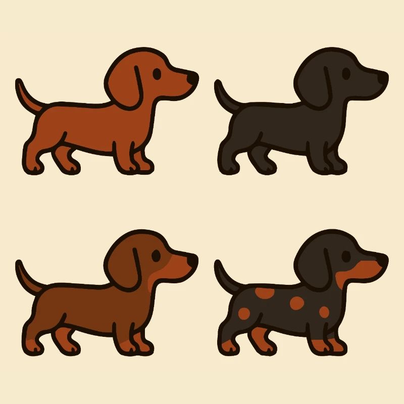 Ensemble d’illustrations de teckel mignon