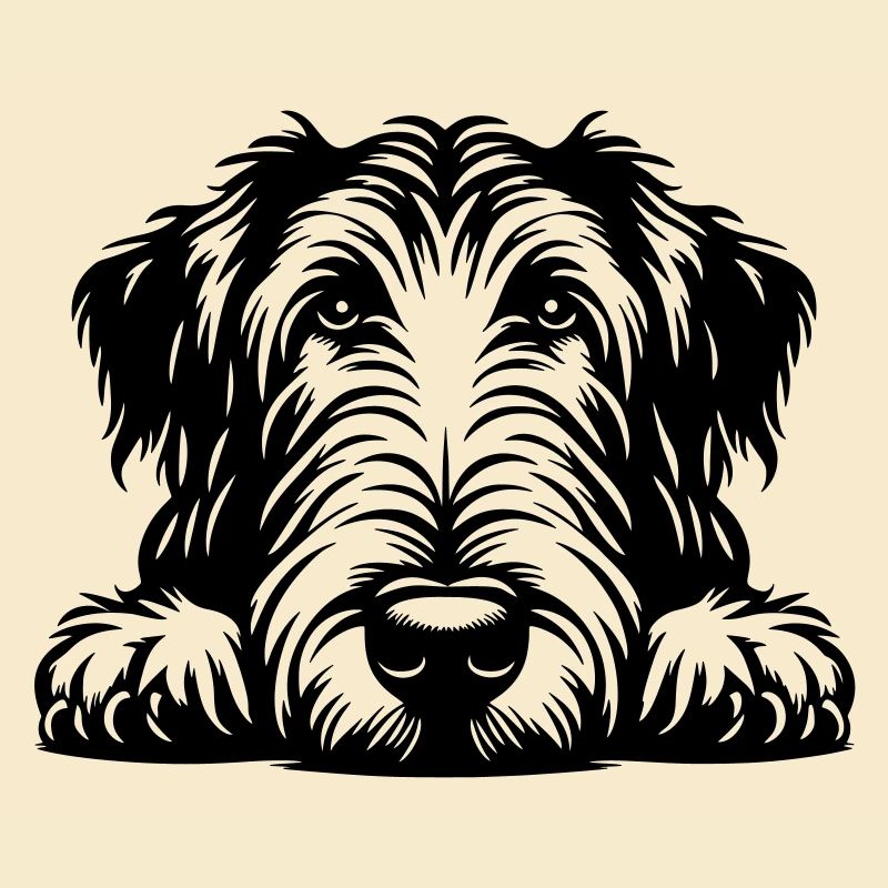 Irish Wolfhound Head with Paws