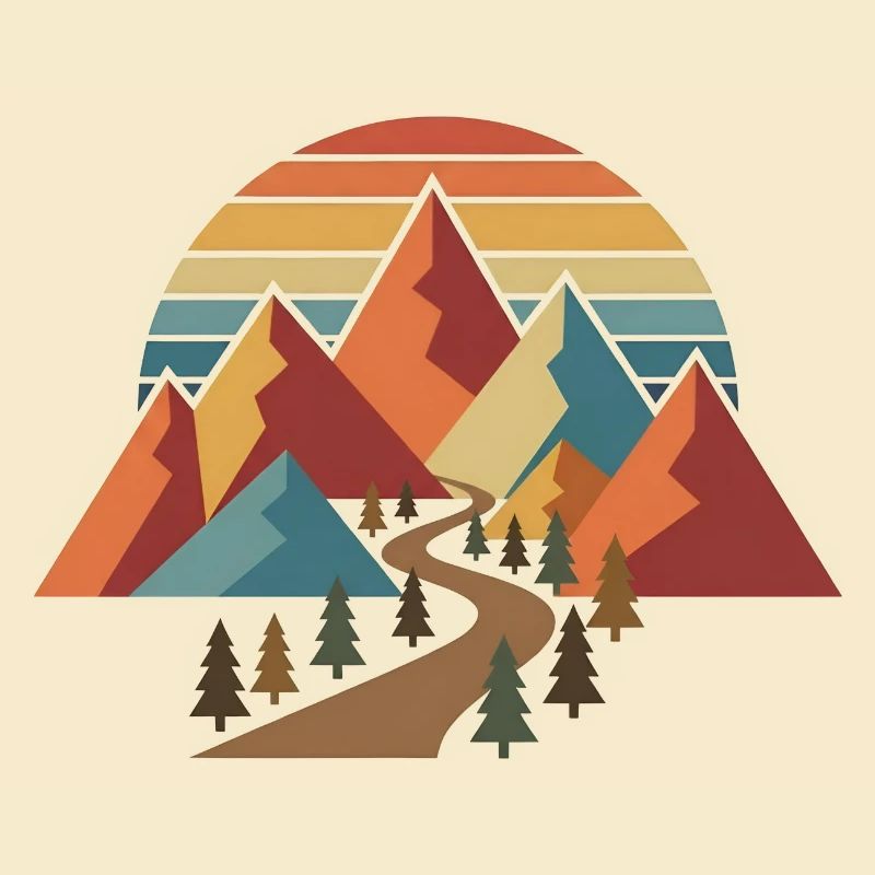 Retro-Wander-Bergabenteuer-Design